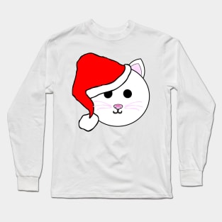Santa Cat Emoji Long Sleeve T-Shirt